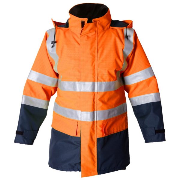 Orange/Navy Hi Vis FR Waterproof Jacket (ETF1908)