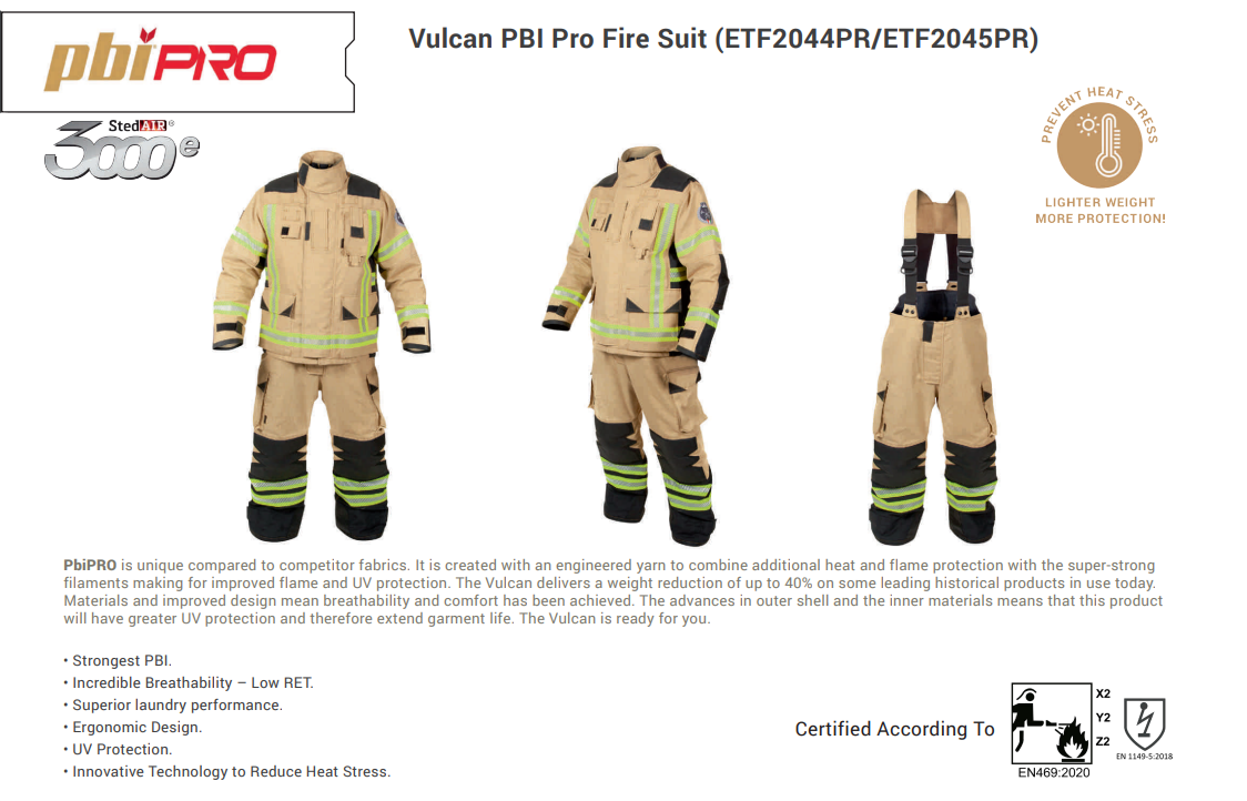 Vulcan PBI Pro Fire Suit